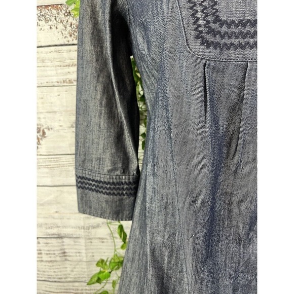 Boden Denim Jean Dress size 4 Embroidery A Line Above Knee Casual Boho Beach - Picture 7 of 14